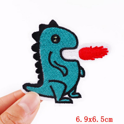 Dinozaur din desene animate Patch-uri pentru îmbrăcăminte Patch-uri termoadezive Petice drăguț cu animale de călcat pe broderie Patch-uri pe haine Aplicații