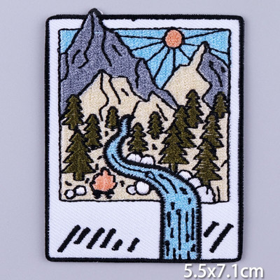 Pulaqi Mountain Waves plaaster rõivastele Loodusreisid plaastrid riietel DIY Camping sulav plaaster Applqiue tikitud plaastrid