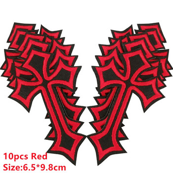 10PCS LOT Кръпки с бродирани кръстове за дрехи Шивашки консумативи Декоративни значки Апликации за гладене на дрехи Дънки Черен кръст