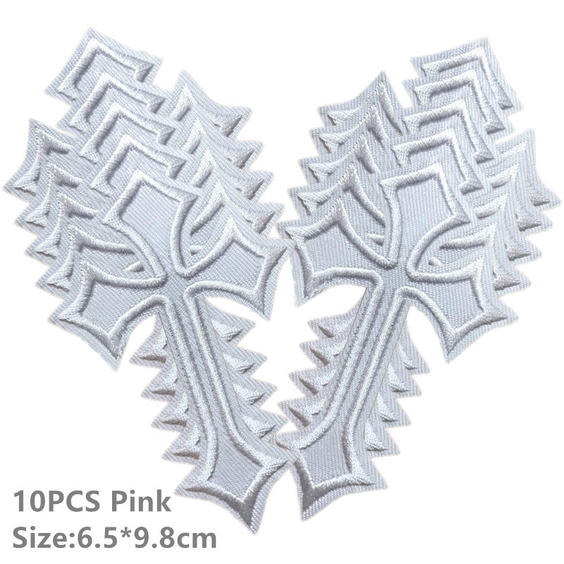 10 ΤΕΜ ΠΑΡΤΙΔΑ Κεντημένα μπαλώματα Σταυρού για Ρούχα Είδη Ραπτικής Διακοσμητικά Σήματα Απλικέ Σιδερώματος Ρούχα Τζιν Μαύρος Σταυρός