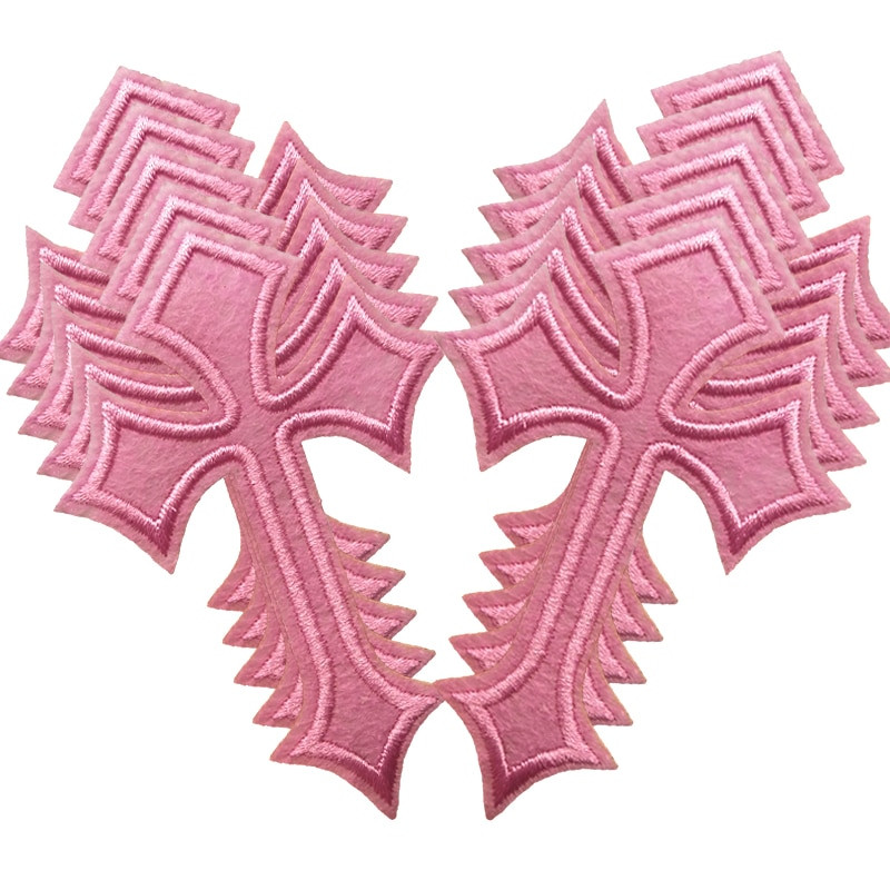 10 ΤΕΜ ΠΑΡΤΙΔΑ Κεντημένα μπαλώματα Σταυρού για Ρούχα Είδη Ραπτικής Διακοσμητικά Σήματα Απλικέ Σιδερώματος Ρούχα Τζιν Μαύρος Σταυρός