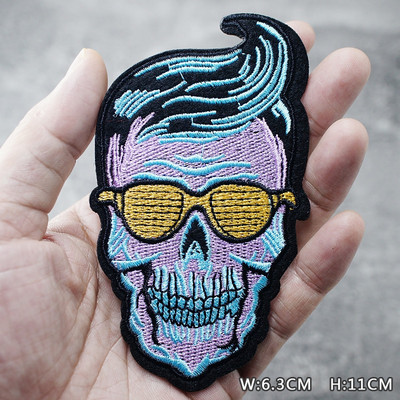 SKULL HEART EYE DIY Παιδικά μπαλώματα κέντημα για μπλουζάκι Σίδερο σε απλικέ Ρούχα Τζιν Αυτοκόλλητα Σήματα Parche ROCK MUSIC PUNK