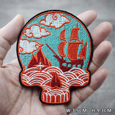 SKULL HEART EYE DIY Παιδικά μπαλώματα κέντημα για μπλουζάκι Σίδερο σε απλικέ Ρούχα Τζιν Αυτοκόλλητα Σήματα Parche ROCK MUSIC PUNK