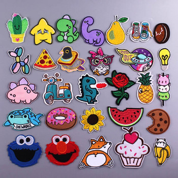 Cute Animals Dinosaur Patch Iron On Embroidered for Clothing Cartoon Anime Patches για Παιδικά Ρούχα Απλικέ Αυτοκόλλητα T-shirt