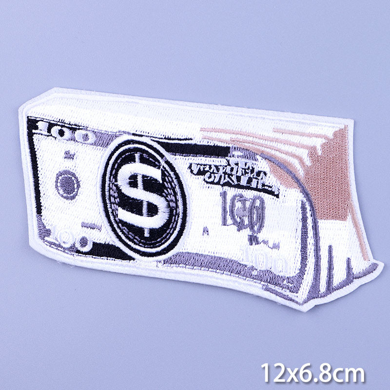 Money On Fire Patch Σίδερο σε μπαλώματα σε ρούχα απλικέ Μπουφάν ραπτικής Ρίγες Κεντημένο σήμα Fusible Patch Φτηνά πράγματα