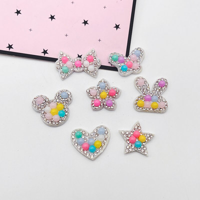 20 τμχ/ παρτίδα Απλικέ με στρας & Pearl Cat Star Rabbit Heart for DIY Clothes Patch Καπέλο Παπούτσια Καπέλα Κλιπ μαλλιών Διακοσμητικά μπαλώματα