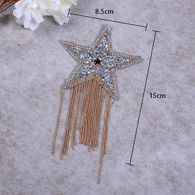 Värviline sädelev rhinestone Viieharuline täht Tutt Rõivad Plaastrid Rõivaste aplikatsioonid Triigitavad kleebised