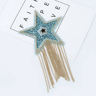 Värviline sädelev rhinestone Viieharuline täht Tutt Rõivad Plaastrid Rõivaste aplikatsioonid Triigitavad kleebised