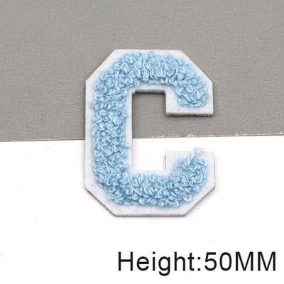 Zakrpe sa slovima od plavog šenila na odjeći, engleska abeceda, zakrpa za vez za torbe, haljine, traperice, DIY ime, 1 kom 50 mm