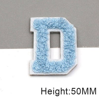 Zakrpe sa slovima od plavog šenila na odjeći, engleska abeceda, zakrpa za vez za torbe, haljine, traperice, DIY ime, 1 kom 50 mm