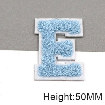 Zakrpe sa slovima od plavog šenila na odjeći, engleska abeceda, zakrpa za vez za torbe, haljine, traperice, DIY ime, 1 kom 50 mm