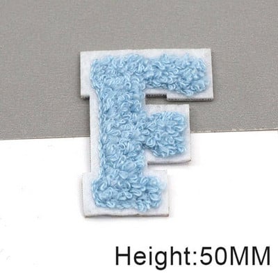 Zakrpe sa slovima od plavog šenila na odjeći, engleska abeceda, zakrpa za vez za torbe, haljine, traperice, DIY ime, 1 kom 50 mm