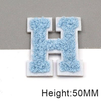 Zakrpe sa slovima od plavog šenila na odjeći, engleska abeceda, zakrpa za vez za torbe, haljine, traperice, DIY ime, 1 kom 50 mm