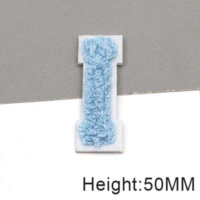 Zakrpe sa slovima od plavog šenila na odjeći, engleska abeceda, zakrpa za vez za torbe, haljine, traperice, DIY ime, 1 kom 50 mm