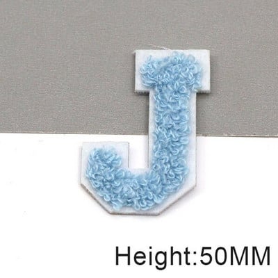 Zakrpe sa slovima od plavog šenila na odjeći, engleska abeceda, zakrpa za vez za torbe, haljine, traperice, DIY ime, 1 kom 50 mm