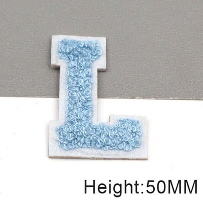 Zakrpe sa slovima od plavog šenila na odjeći, engleska abeceda, zakrpa za vez za torbe, haljine, traperice, DIY ime, 1 kom 50 mm