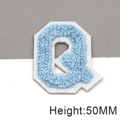 Zakrpe sa slovima od plavog šenila na odjeći, engleska abeceda, zakrpa za vez za torbe, haljine, traperice, DIY ime, 1 kom 50 mm