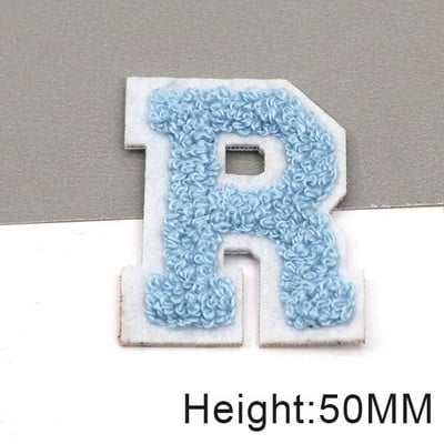 Zakrpe sa slovima od plavog šenila na odjeći, engleska abeceda, zakrpa za vez za torbe, haljine, traperice, DIY ime, 1 kom 50 mm