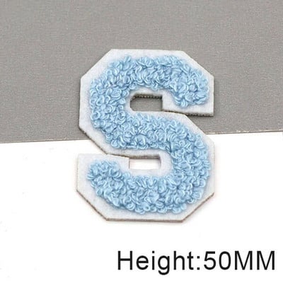 Zakrpe sa slovima od plavog šenila na odjeći, engleska abeceda, zakrpa za vez za torbe, haljine, traperice, DIY ime, 1 kom 50 mm