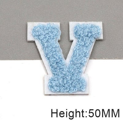 Zakrpe sa slovima od plavog šenila na odjeći, engleska abeceda, zakrpa za vez za torbe, haljine, traperice, DIY ime, 1 kom 50 mm