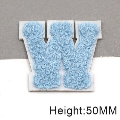 Zakrpe sa slovima od plavog šenila na odjeći, engleska abeceda, zakrpa za vez za torbe, haljine, traperice, DIY ime, 1 kom 50 mm