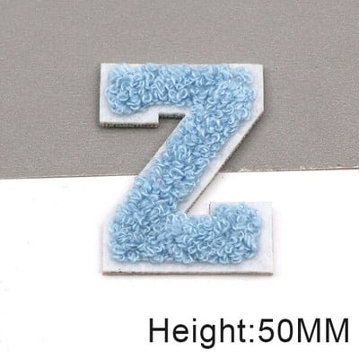 Zakrpe sa slovima od plavog šenila na odjeći, engleska abeceda, zakrpa za vez za torbe, haljine, traperice, DIY ime, 1 kom 50 mm