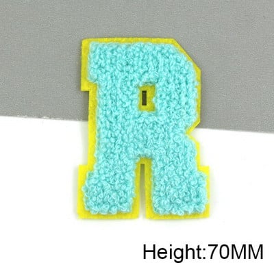 Zakrpe sa slovima od plavog šenila na odjeći, engleska abeceda, zakrpa za vez za torbe, haljine, traperice, DIY ime, 1 kom 50 mm