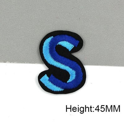 Zakrpe sa slovima od plavog šenila na odjeći, engleska abeceda, zakrpa za vez za torbe, haljine, traperice, DIY ime, 1 kom 50 mm