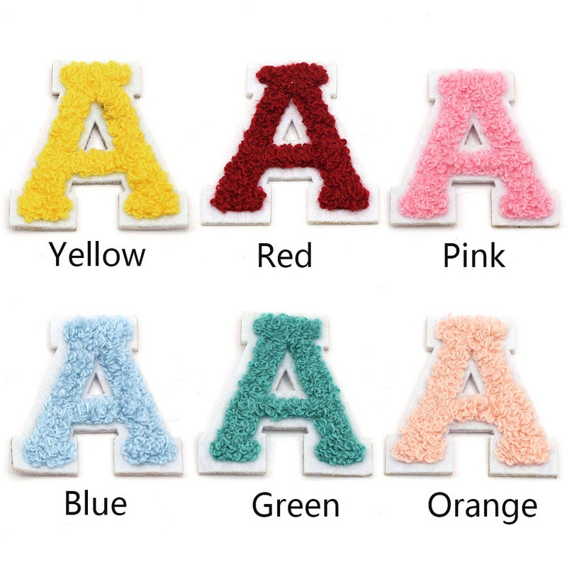 Zakrpe sa slovima od plavog šenila na odjeći, engleska abeceda, zakrpa za vez za torbe, haljine, traperice, DIY ime, 1 kom 50 mm