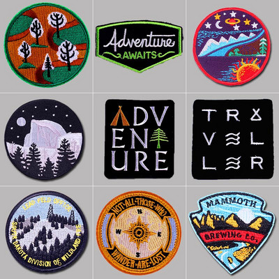 Pulaqi Mountain Travel Patch Embroidery Patches Iron On Patches For Clothing Explore Nature Traveling Cloth decor parche ropa