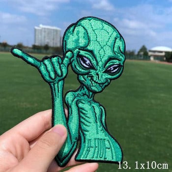 Prajna UFO Patch Iron On Patches върху дрехи Термозалепващи се бродирани лепенки за дрехи Alien Patch за дрехи Якета Направи си сам