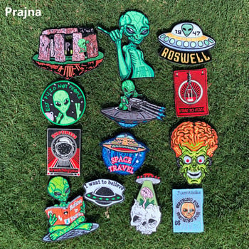 Prajna UFO Patch Iron On Patches върху дрехи Термозалепващи се бродирани лепенки за дрехи Alien Patch за дрехи Якета Направи си сам