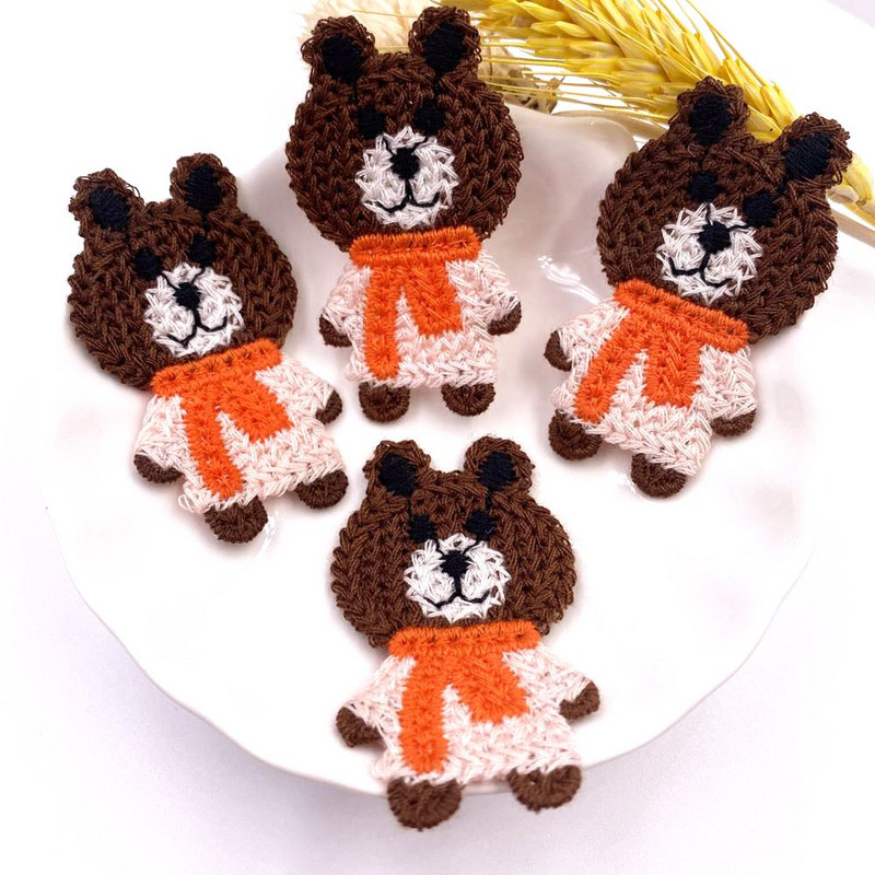 12 τμχ Βαμβακερό πλέξιμο καρτούν Κουνέλι Αρκούδα Αλεπού Βάτραχος Κεντημένο μπάλωμα ραπτικής απλικέ DIY Ρούχα Καπέλο Παπούτσια Διακοσμητικά αξεσουάρ