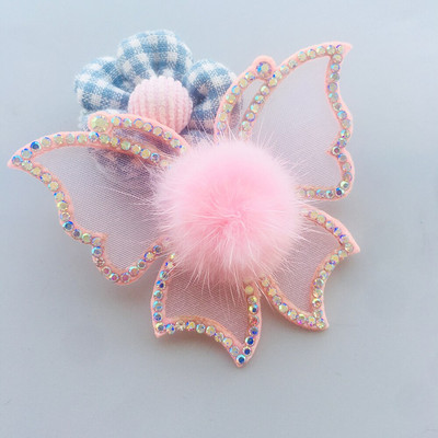 4 τεμάχια 65*55 mm πεταλούδα Kawaii Rhinestone με μπαλώματα με επένδυση από γούνα βιζόν για παπούτσια για ρούχα Αξεσουάρ για καπέλο με ραβδί