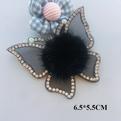 4 τεμάχια 65*55 mm πεταλούδα Kawaii Rhinestone με μπαλώματα με επένδυση από γούνα βιζόν για παπούτσια για ρούχα Αξεσουάρ για καπέλο με ραβδί