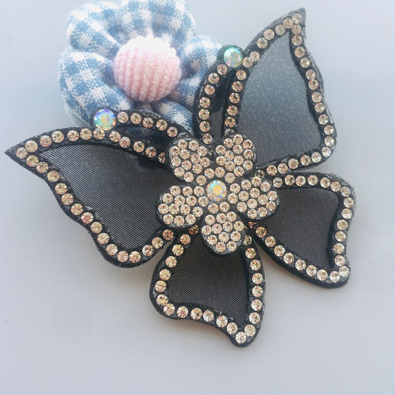 4 τεμάχια 65*55 mm πεταλούδα Kawaii Rhinestone με μπαλώματα με επένδυση από γούνα βιζόν για παπούτσια για ρούχα Αξεσουάρ για καπέλο με ραβδί