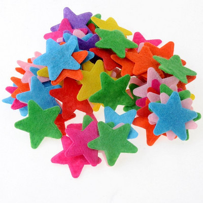 100 τμχ/παρτίδα Τυχαία Μικτά Χρώμα τσόχα πολλαπλών σχημάτων μπάλωμα απλικέ Felt scrapbooking Αυτοκόλλητο DIY Felt Pads