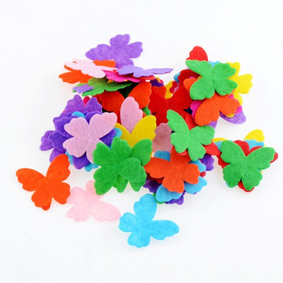 100 τμχ/παρτίδα Τυχαία Μικτά Χρώμα τσόχα πολλαπλών σχημάτων μπάλωμα απλικέ Felt scrapbooking Αυτοκόλλητο DIY Felt Pads