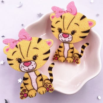 10PCS Филцов плат Цветен Kawaii Glitter Bepowder Tiger Baby Patchs Шиене на облекло Направи си сам Лък за коса Апликация Craft Accessorie XE81