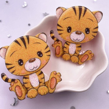 10 ΤΕΜ Ύφασμα Felt Πολύχρωμο Kawaii Glitter Bepowder Tiger Baby Patchs Ράψιμο DIY Μαλλιά Φιόγκος Απλικέ Αξεσουάρ χειροτεχνίας XE81