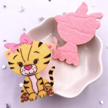 10PCS Филцов плат Цветен Kawaii Glitter Bepowder Tiger Baby Patchs Шиене на облекло Направи си сам Лък за коса Апликация Craft Accessorie XE81