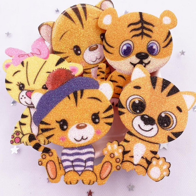 10 ΤΕΜ Ύφασμα Felt Πολύχρωμο Kawaii Glitter Bepowder Tiger Baby Patchs Ράψιμο DIY Μαλλιά Φιόγκος Απλικέ Αξεσουάρ χειροτεχνίας XE81