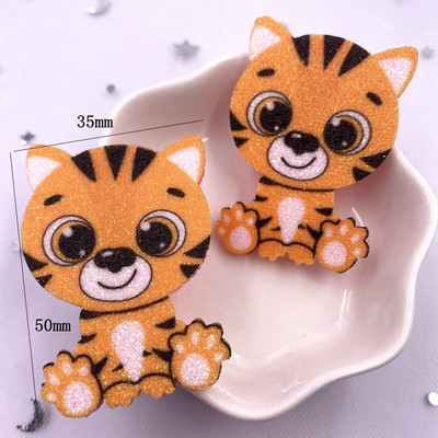 10 ΤΕΜ Ύφασμα Felt Πολύχρωμο Kawaii Glitter Bepowder Tiger Baby Patchs Ράψιμο DIY Μαλλιά Φιόγκος Απλικέ Αξεσουάρ χειροτεχνίας XE81