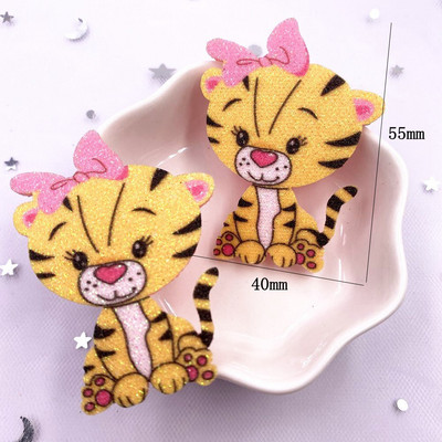 10 ΤΕΜ Ύφασμα Felt Πολύχρωμο Kawaii Glitter Bepowder Tiger Baby Patchs Ράψιμο DIY Μαλλιά Φιόγκος Απλικέ Αξεσουάρ χειροτεχνίας XE81