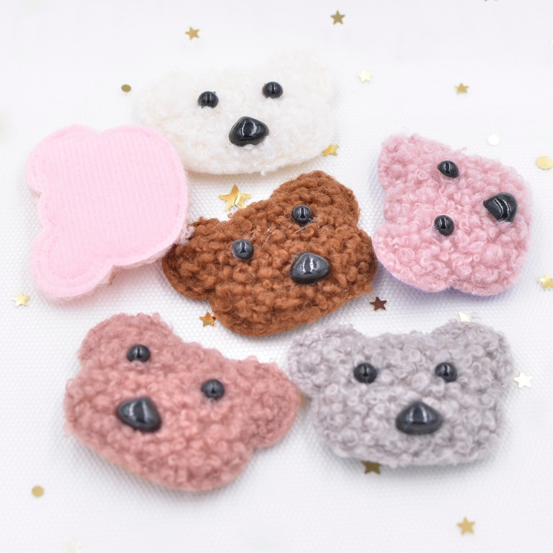 6 tk Teddy Plush polsterdatud Kawaii karupea aplikatsioonid riiete jaoks Müts Retuusid Õmblustarbed DIY juukseklambrid Dekoratsioonitarvikud G10