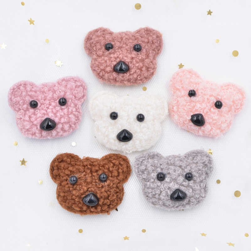 6 tk Teddy Plush polsterdatud Kawaii karupea aplikatsioonid riiete jaoks Müts Retuusid Õmblustarbed DIY juukseklambrid Dekoratsioonitarvikud G10