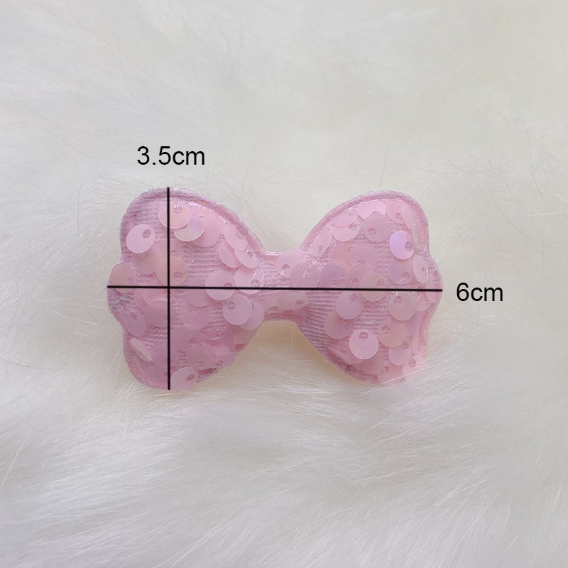 42 ks/sada 6*3,5 cm trblietavé flitrované mašľové aplikácie s polstrovaním pre DIY čelenky, doplnky a remeselné oblečenie, šijacie potreby