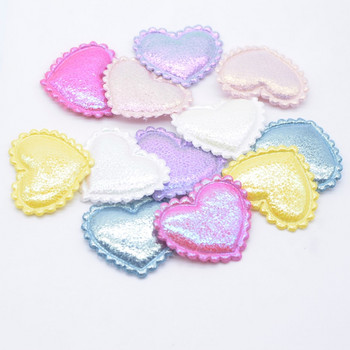 40 τεμ. 38*32 χιλιοστά Glitter Heart απλικέ μπαλώματα με επένδυση για ρούχα Καπέλο χειροτεχνίας Είδη ραπτικής DIY Κλιπ κεφαλής Κλιπ μαλλιών Διακόσμηση φιόγκων