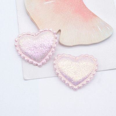 40 tk. 38*32 mm sädelev süda, aplikatsiooniga polsterdatud plaastrid riietele, müts, käsitöö, õmblustarbed.