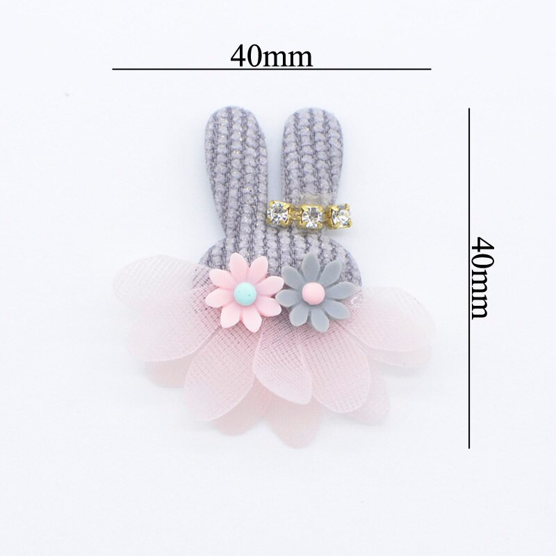 10 bucăți de flori de iepure de pluș cu strasuri pentru haine de bricolaj, pălărie, patch, cusut, artizanat, mănuși, jambiere, șosete, decor